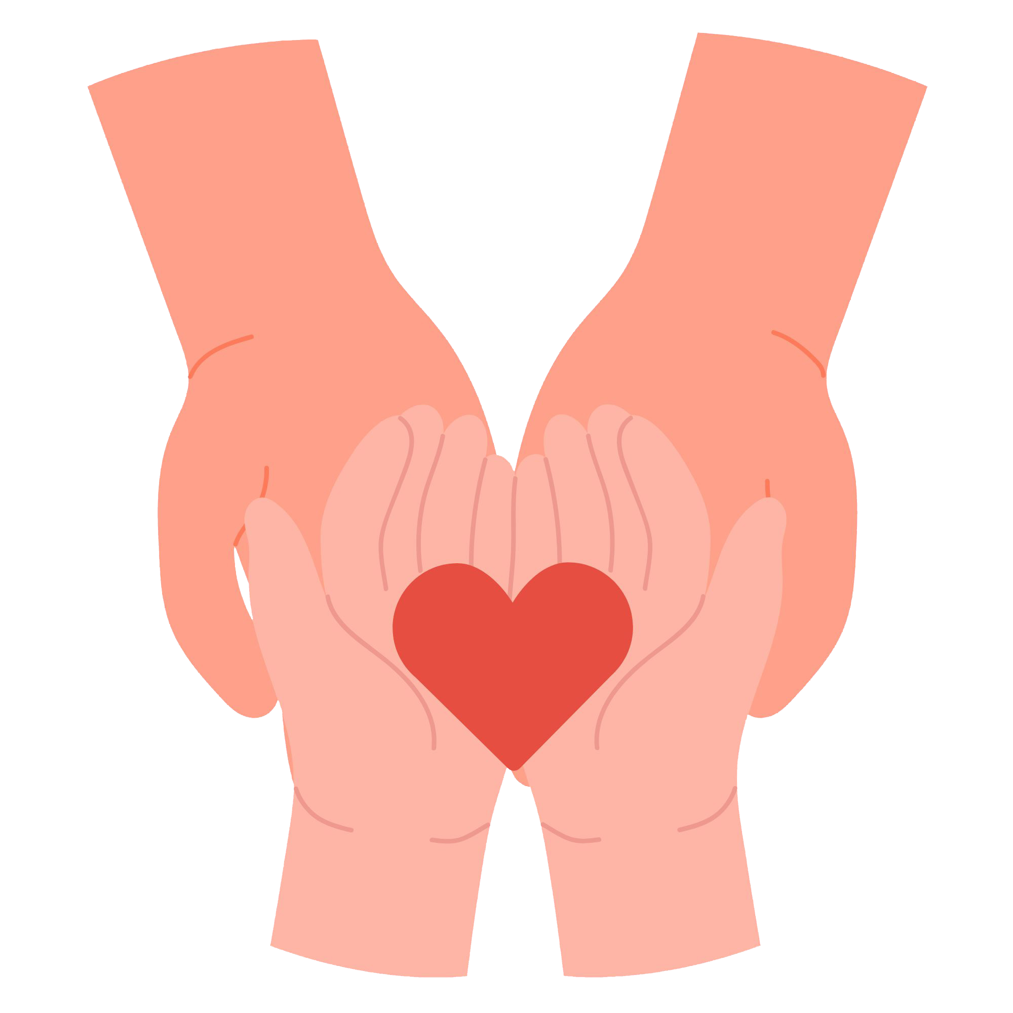 Illustration of caring hands holding a heart